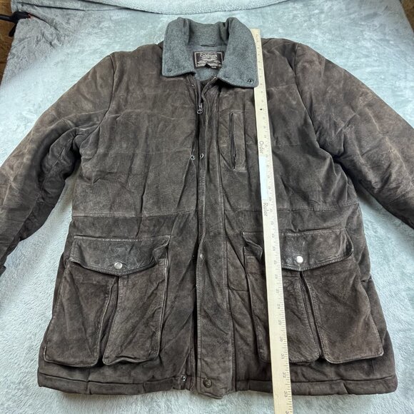 VTG Colebrook Leather Jacket Mens Large Brown Bomber Quilt Lined Coat 90s Y2K - Picture 7 of 16